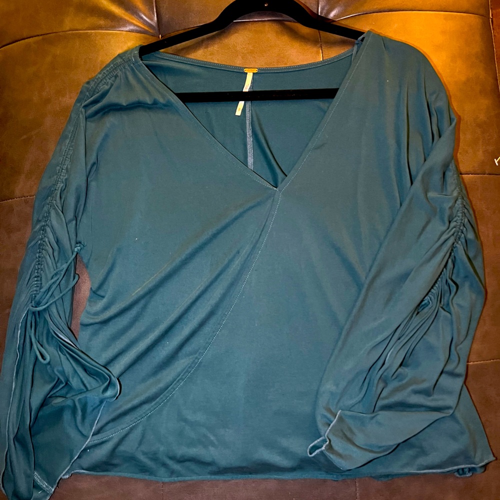 Free People Oversized Top with Ruched Sleeves with Effortless and Elegant Drape